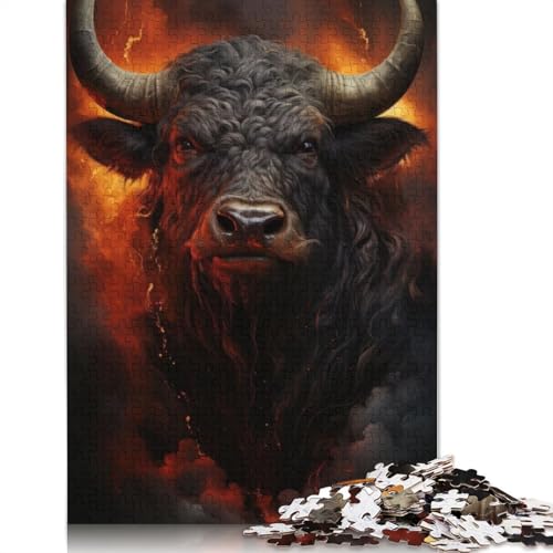 Wütender Stier-Puzzle, 520 Teile, Entspannungs-Herausforderungsspielzeug, schwierige Puzzles für Frauen und Männer, 520 Teile (52 x 38 cm) von QBIREX