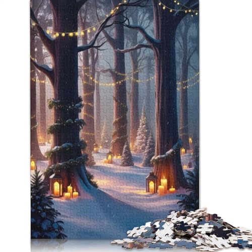 Zauberhafter Winterwald, Puzzle, Entspannungs-Herausforderung, Spielzeug, rechteckiges Papierpuzzle für Jungen oder Mädchen, 1000 Teile (38 x 26 cm) von QBIREX