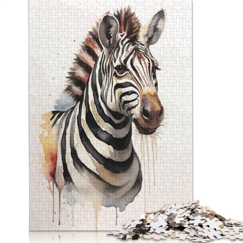 Zebra-Aquarell-Puzzle für Erwachsene, Spielzeug, Lernspiel, schwierige Puzzles für Kinder ab 12 Jahren, 520 Teile (52 x 38 cm) von QBIREX