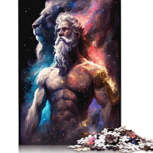Zeus und der Löwe, Puzzle, lustige Aktivität für zu Hause, Premium-Karton-Puzzle für Erwachsene, Teenager, Vatertagsgeschenk, 1000 Teile (26 x 38 cm) von QBIREX