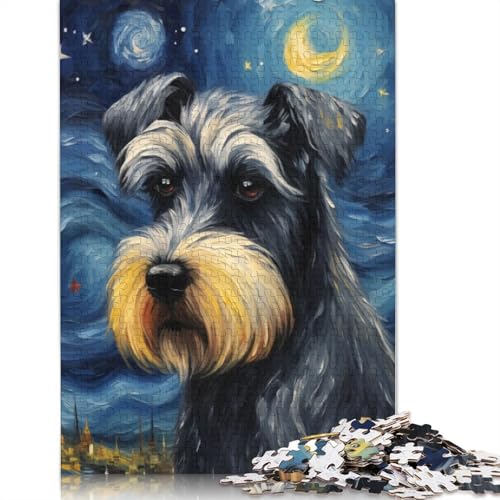 Zwergschnauzer-Puzzle, rechteckig, Papp-Puzzle, Geschenk für Kinder ab 12 Jahren, 1000 Teile (75 x 50 cm) von QBIREX