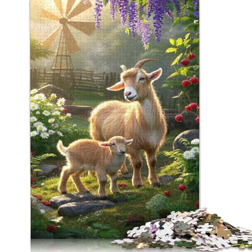 Zwergziegen-Puzzle, Dekompressionsspielzeug, rechteckiges Papierpuzzle für Kinder und Erwachsene ab 12 Jahren, Geschenke, 1000 Teile (38 x 26 cm) von QBIREX