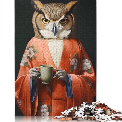 eine Eule im Blumenkimono, 1500 Puzzles für Erwachsene, Lernspiel, Puzzlespiele für Erwachsene für Jungen oder Mädchen, 1500 Teile (85 x 57 cm) von QBIREX