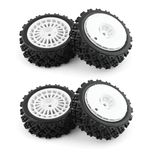 QBVHAEPY 72 mm Gummi-Reifenrad-Set kompatibel mit 1/10-Skala-RC-Autos wie XV-01 TA06 TT-01 TT-02 PTG-2-Modelle Upgrade-Ersatzteile auf Upgrade-Teile(White) von QBVHAEPY