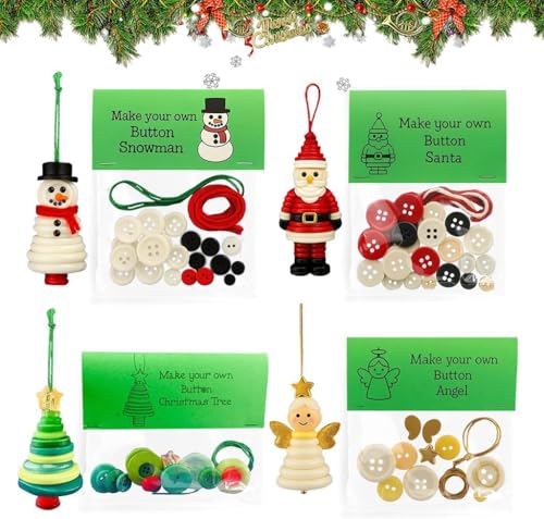 DIY-Knopf-Schneemann-Ornament-Set, mit Weihnachtsmann-Engel, lustiges Weihnachtsknöpfe-Bastelset mit Weihnachts-Schneemann/Weihnachtsmann/Engel, Geschenk & Heimdekoration DIY-Knopf-Schneemann-Ornament-Set, mit Weihnachtsmann-Engel, lustiges Weihnachtsknöpfe-Bastelset mit Weihnachts-Schneemann/Weihnachtsmann/Engel, Geschenk & Heimdekoration von QCDZSW