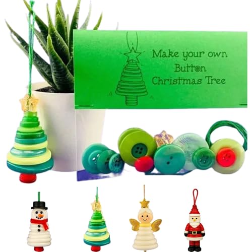 DIY-Knopf-Weihnachtsschmuck-Set, handgefertigte gestapelte Bunte Knöpfe, Weihnachtsdekoration for Aufhängen, Schneemann & Weihnachtsbaum-Dekoration(Christmas Tree) von QCDZSW