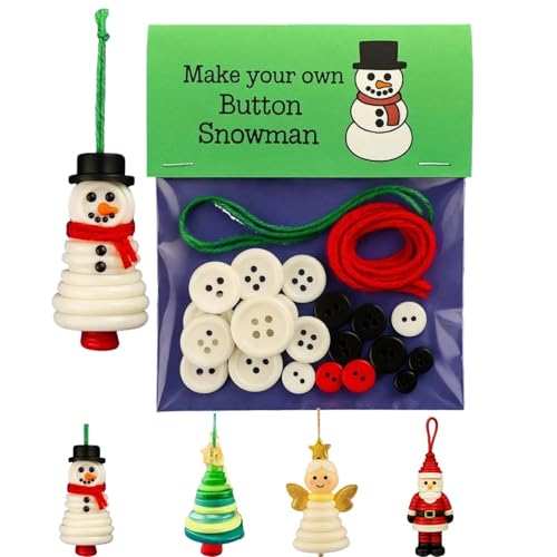 DIY-Knopf-Weihnachtsschmuck-Set, handgefertigte gestapelte Bunte Knöpfe, Weihnachtsdekoration for Aufhängen, Schneemann & Weihnachtsbaum-Dekoration(Snowman) von QCDZSW