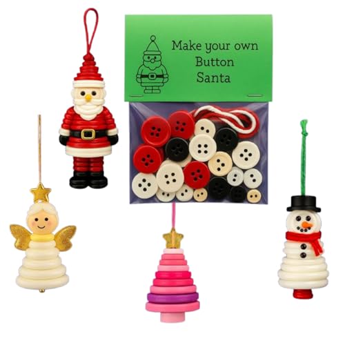 DIY-Schneemann-Ornament-Set mit Knöpfen, handmontierte All-in-One-Weihnachtsdekoration for Aufhängen, mit Weihnachts-Schneemann/Weihnachtsmann, (4pcs) von QCDZSW