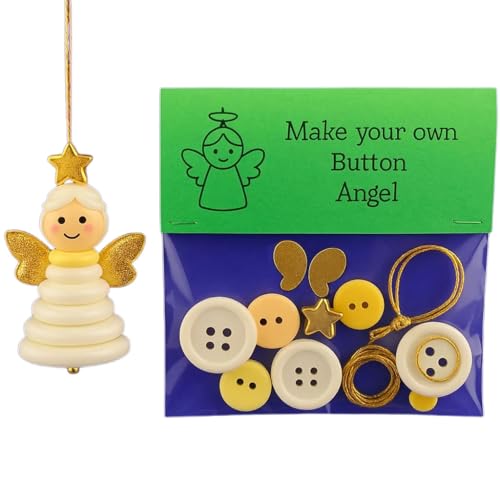 DIY-Schneemann-Ornament-Set mit Knöpfen, handmontierte All-in-One-Weihnachtsdekoration for Aufhängen, mit Weihnachts-Schneemann/Weihnachtsmann, (Angel) von QCDZSW