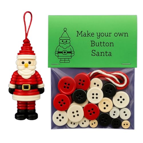 DIY-Schneemann-Ornament-Set mit Knöpfen, handmontierte All-in-One-Weihnachtsdekoration for Aufhängen, mit Weihnachts-Schneemann/Weihnachtsmann, (Santa1) von QCDZSW