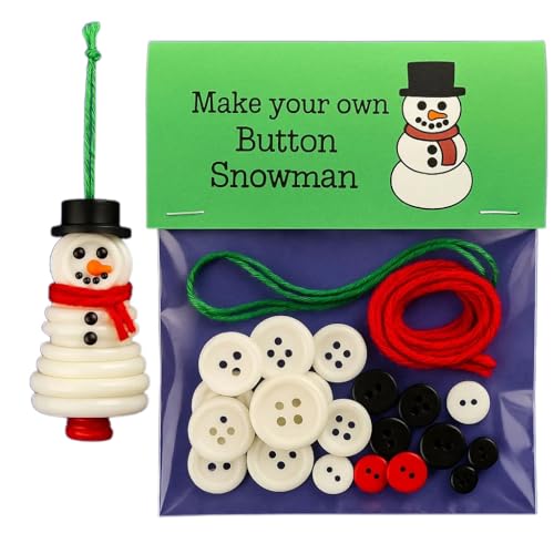DIY-Schneemann-Ornament-Set mit Knöpfen, handmontierte All-in-One-Weihnachtsdekoration for Aufhängen, mit Weihnachts-Schneemann/Weihnachtsmann, (Snowman) von QCDZSW