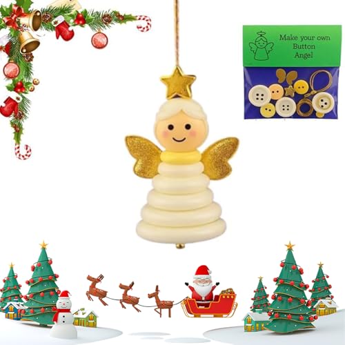 DIY Weihnachtsknopf-Ornamentherstellung, Engel-/Weihnachtsmann-Set for die Weihnachtsfeier, Knopf-Hängeornament-Set, Lustiges Weihnachtsdekorationsset, Alle Materialien(Angel) von QCDZSW