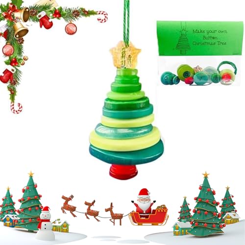 DIY Weihnachtsknopf-Ornamentherstellung, Engel-/Weihnachtsmann-Set for die Weihnachtsfeier, Knopf-Hängeornament-Set, Lustiges Weihnachtsdekorationsset, Alle Materialien(Christmas Tree A) von QCDZSW