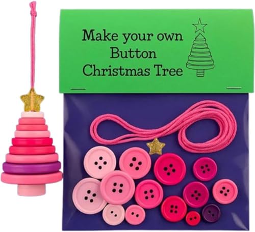 DIY Weihnachtsknopf-Ornamentherstellung, Engel-/Weihnachtsmann-Set for die Weihnachtsfeier, Knopf-Hängeornament-Set, Lustiges Weihnachtsdekorationsset, Alle Materialien(Christmas Tree B) von QCDZSW