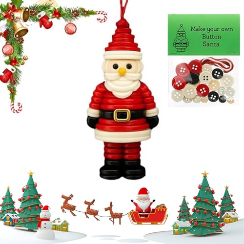 DIY Weihnachtsknopf-Ornamentherstellung, Engel-/Weihnachtsmann-Set for die Weihnachtsfeier, Knopf-Hängeornament-Set, Lustiges Weihnachtsdekorationsset, Alle Materialien(Santa Claus) von QCDZSW