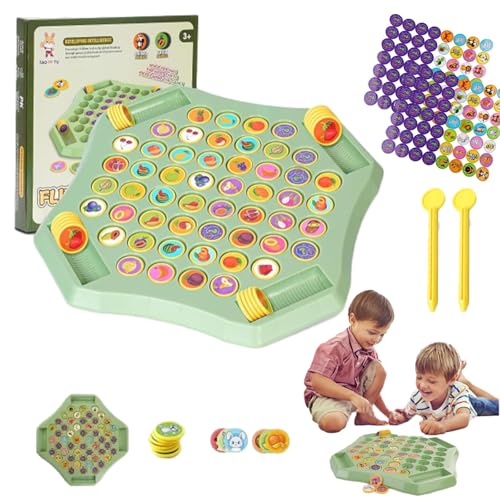 Flip Match Brettspiel, 52-teiliges Flip-Schach-Memory-Spiel, Doppel-Cartoon-Muster-Matching-Memory-Spiel, Verbessern Sie die Beobachtung und Aufmerksamkeit for Kinder und Erwachsene(Animals) von QCDZSW