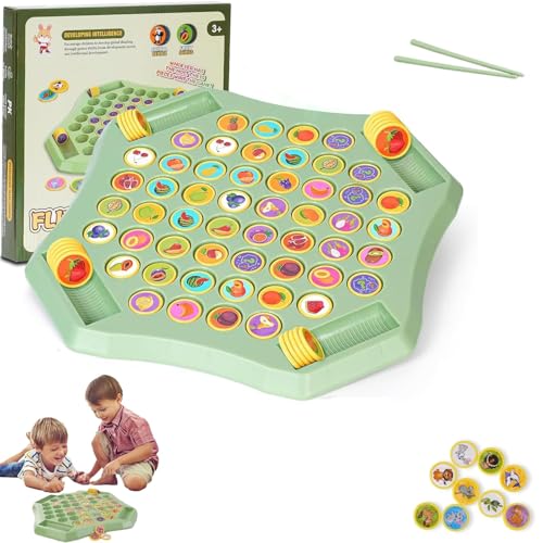 Flip Match Brettspiel, 52-teiliges Obst- und Tier-Flip-Brettspiel, Flip Match Memory-Schachspiel, DIY-Flip-Schachbrett for Kinder, geeignet for 2–4 Spieler,(Animal) von QCDZSW