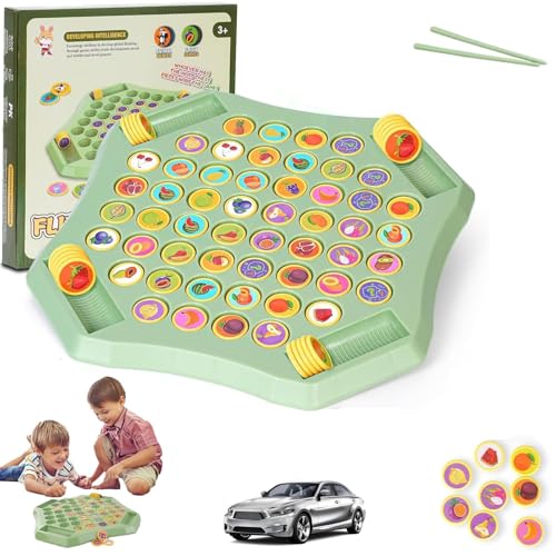 Flip Match Brettspiel, 52-teiliges Obst- und Tier-Flip-Brettspiel, Flip Match Memory-Schachspiel, DIY-Flip-Schachbrett for Kinder, geeignet for 2–4 Spieler,(Car) von QCDZSW