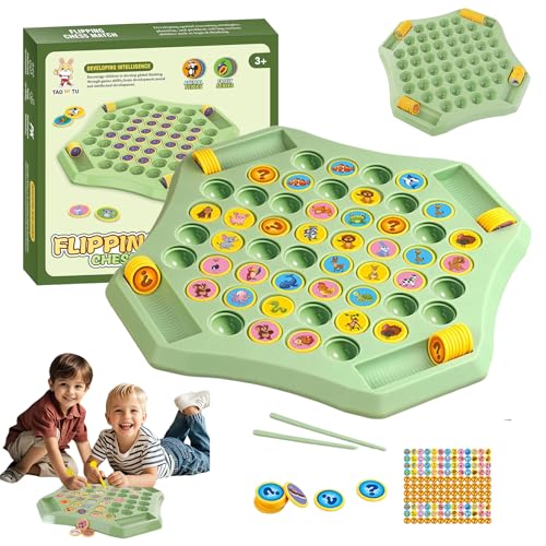 Flip Match Brettspiel, Flip Match Brettspiele for Kinder, 52-teiliges Flip-Match Brettspiel for Kinder, Flip Chess Memory Game Lernspielzeug(Animal) von QCDZSW