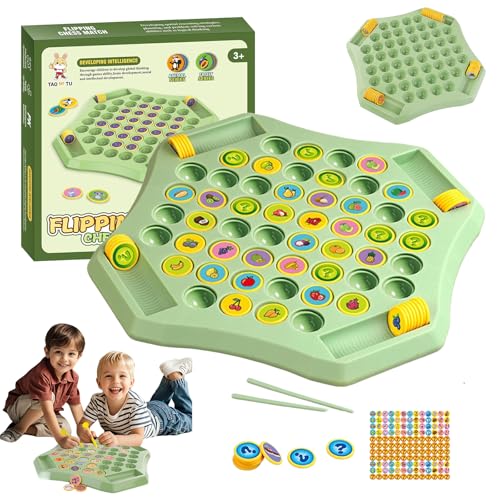Flip Match Brettspiel, Flip Match Brettspiele for Kinder, 52-teiliges Flip-Match Brettspiel for Kinder, Flip Chess Memory Game Lernspielzeug(Fruit) von QCDZSW