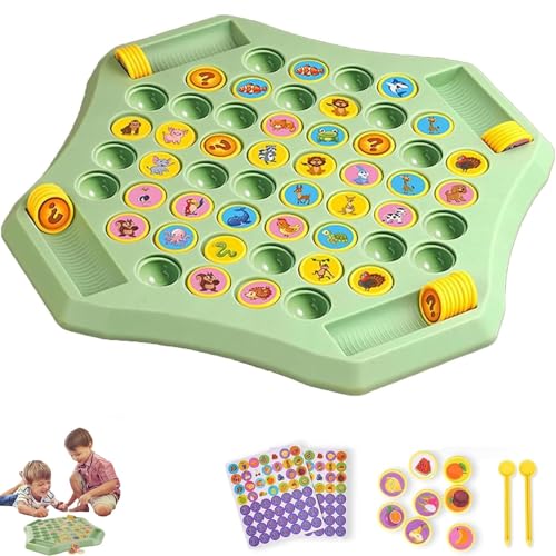 Flip-Match-Brettspiel, Memory-Schach über Kartenbrett, 52-teiliges Flip-Schach-Memory-Spiel, Obst- und Tier-Flip-Brettspiel for Kinder(Animal) von QCDZSW