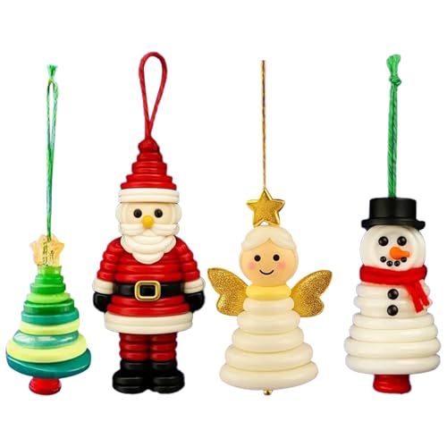 Lustiges Weihnachtsknöpfe-Bastelset, DIY-Bastelset mit Weihnachtsschneemann/Weihnachtsmann/Engel, Geschenke for hängende Weihnachtsbaumdekorationen(4PCS) von QCDZSW