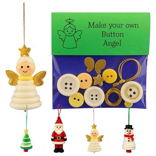 Lustiges Weihnachtsknöpfe-Bastelset, DIY-Bastelset mit Weihnachtsschneemann/Weihnachtsmann/Engel, Geschenke for hängende Weihnachtsbaumdekorationen(Angel) von QCDZSW