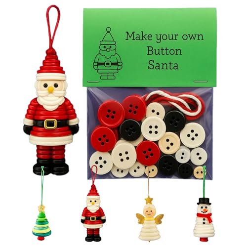 Lustiges Weihnachtsknöpfe-Bastelset, DIY-Bastelset mit Weihnachtsschneemann/Weihnachtsmann/Engel, Geschenke for hängende Weihnachtsbaumdekorationen(Snowman) von QCDZSW