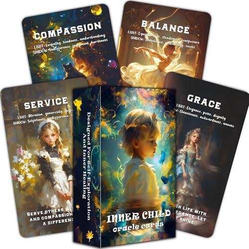 QCFQCF Inner Child Oracle Cards for Healing, Self-Discovery Oracle Deck and Emotional Growth Orakelkarten für Anfänger, Ein spirituelles Deck und geführte Meditation für persönliche Transformation von QCFQCF