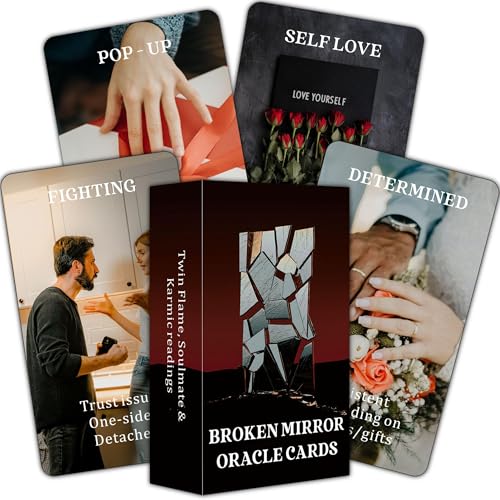 QCFQCF Love Oracle Cards Decks, Broken Mirrors Deck, Oracle Cards for Beginners, Recommended for Twin Flame, Soulmate and Karmic Readings von QCFQCF