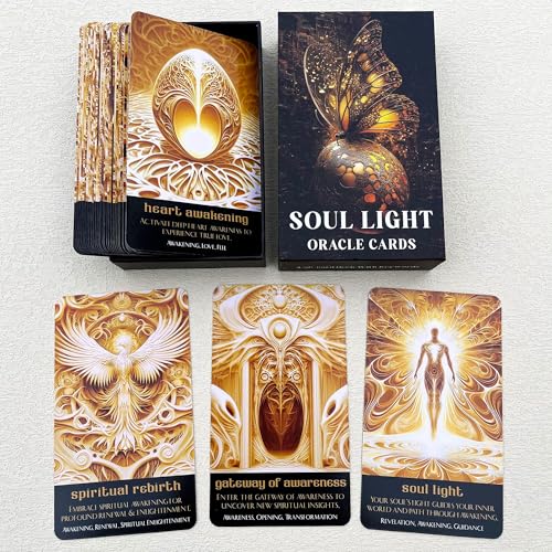 QCFQCF Soul Light Orakelkarten, Orakelkarten für Anfänger, Cosmic Guidance Oracle Deck, Spirituelle Orakelkarten zum Erkunden der kosmischen Weisheit und intuitiven Einblicken von QCFQCF