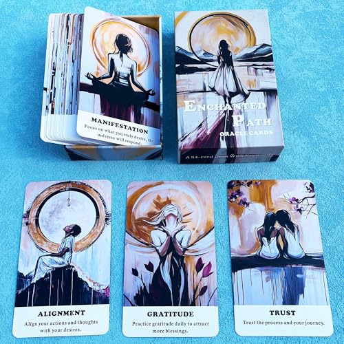 QCFQCF The Enchanted Path Orakelkarten, Orakelkarten für Anfänger, Selbstliebe und spirituelles Wachstum, Orakeldeck, inspirierende Anleitung, Tarot-Deck, Entsperren Sie Ihre innere Magie von QCFQCF