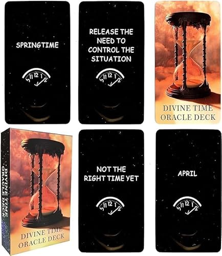 QCFQCF Time Oracle Cards Deck, Divine Timing Orakelkarten, Orakelkarten für Anfänger, Antworten auf alle Ihre Fragen zum Timing von QCFQCF