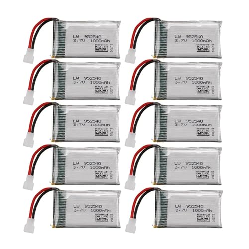 QCKRTAU 3,7 V 1000 MAh 25 C Lipo-Akku 952540, Kompatibel Mit Syma, X5 X5C X5SC X5SW TK M68 MJX X705C SG600 RC Quadcopter Drone Ersatzteile(10PCS Battery) von QCKRTAU