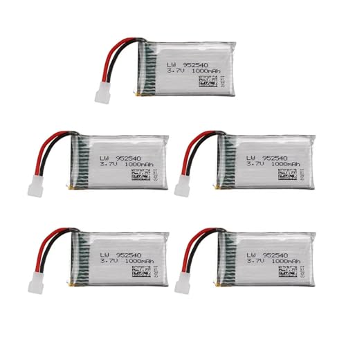 QCKRTAU 3,7 V 1000 MAh 25 C Lipo-Akku 952540, Kompatibel Mit Syma, X5 X5C X5SC X5SW TK M68 MJX X705C SG600 RC Quadcopter Drone Ersatzteile(5PCS Battery) von QCKRTAU