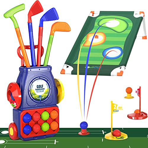 QDRAGON Golf Spielzeug Set für Kinder, Mini Golfkoffer mit 4 Golfschläger und 8 Bällen Mini Golf Spielset Kinderspiele Geschenk für Kinder, Jungen, Mädchen 3 4 5 6 Jahren QDRAGON Golf Spielzeug Set für Kinder, Mini Golfkoffer mit 4 Golfschläger und 8 Bällen Mini Golf Spielset Kinderspiele Geschenk für Kinder, Jungen, Mädchen 3 4 5 6 Jahren von QDRAGON
