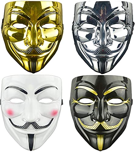 4 Stück V For Vendetta Gesichtsmasken Anonymous Guy Fawkes Hidden Identity Hacker Fancy Dress Mask Set von QDS