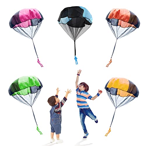5 Fallschirm Spielzeug, Fallschirmwerfer Spielzeug Set, Outdoor Drachen Landung Mann Spielzeug, Kinder Garten Spiel, für Kinder Outdoor Spiele von QEEQPF