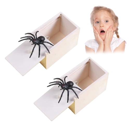 2 Stücke Holz Prank Spider Scare Box, Streich Spinne Scare Box, Holz Streich Spinne, Gummispinne, für Kinder Erwachsene Party Favors Gifts 2 Stücke Holz Prank Spider Scare Box, Streich Spinne Scare Box, Holz Streich Spinne, Gummispinne, für Kinder Erwachsene Party Favors Gifts von QEEROYO