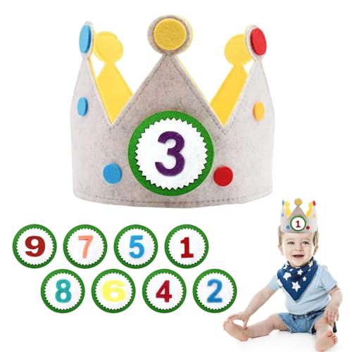 QEEROYO Geburtstagskrone mit Zahlen, Geburtstagskrone Kinder, Geburtstagskrone Stoff, Geburtstagskrone aus Stoff mit Auswechselbaren Zahlen von 1-9, Unisex Krone für Kinder Geburtstag Party Supplies QEEROYO Geburtstagskrone mit Zahlen, Geburtstagskrone Kinder, Geburtstagskrone Stoff, Geburtstagskrone aus Stoff mit Auswechselbaren Zahlen von 1-9, Unisex Krone für Kinder Geburtstag Party Supplies von QEEROYO