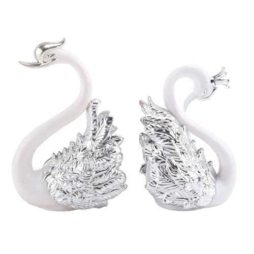 2 Stück Schwanen-Ornamente, -Kuchendekoration, Auto-Dekoration, Zuhause, Hochzeit, B von QELLON