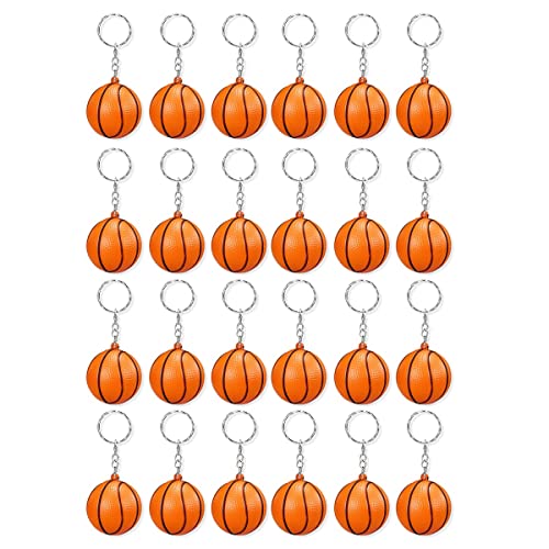 QELLON 24er-Pack Basketball-Schlüsselanhänger, Mini-Basketball-Stressball-Schlüsselanhänger, Sportball-Schlüsselanhänger von QELLON