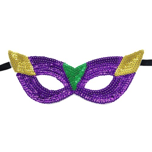 QEOTOH Karnevals-Brille, Pailletten-Gläser, Fluer de Lis für New Orleans, Maskerade, Party, Fascinator, Kunstfasching, Karneval, Cocktail von QEOTOH