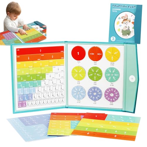 QEOTOH Magnetic Score Disk Demonstrator, Magnetic Fraction Educational Puzzle, Magnetic Rainbow Fraction Tiles, Math Manipulatives for Elementary School, Classroom Math Teaching Aids (1PC) von QEOTOH