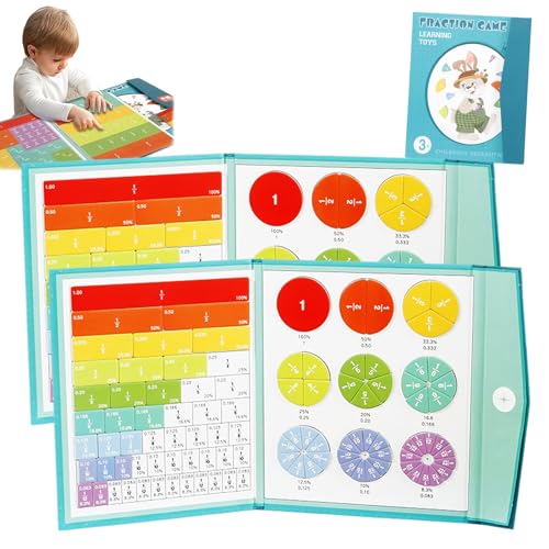 QEOTOH Magnetic Score Disk Demonstrator, Magnetic Fraction Educational Puzzle, Magnetic Rainbow Fraction Tiles, Math Manipulatives for Elementary School, Classroom Math Teaching Aids (2PCS) von QEOTOH