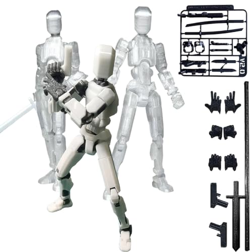 QEOTOH Titan 13 Action Figure, 3D Printed Dummy 13 Action Figure by Lucky 13 Toys, T13 Action Figures 3D Printed Multi-Jointed Movable Toy, Desktop Decorations for Game Lovers Gifts (3-Pack D) von QEOTOH