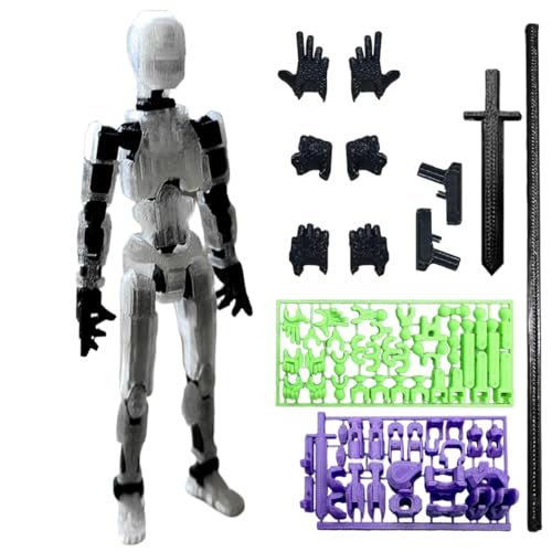 Titan 13 Action Figure, 3D Printed DUMMY 13 Action Figure by Lucky 13 Toys, T13 Action Figures 3D Printed Multi-Jointed Movable Toy, Desktop Decorations for Game Lovers Gifts (Clear, Black frame) von QEOTOH