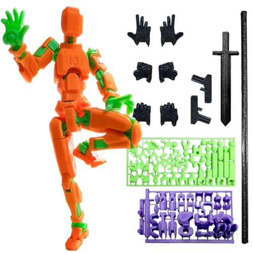 Titan 13 Action Figure, 3D Printed DUMMY 13 Action Figure by Lucky 13 Toys, T13 Action Figures 3D Printed Multi-Jointed Movable Toy, Desktop Decorations for Game Lovers Gifts (Orange, Green frame) von QEOTOH