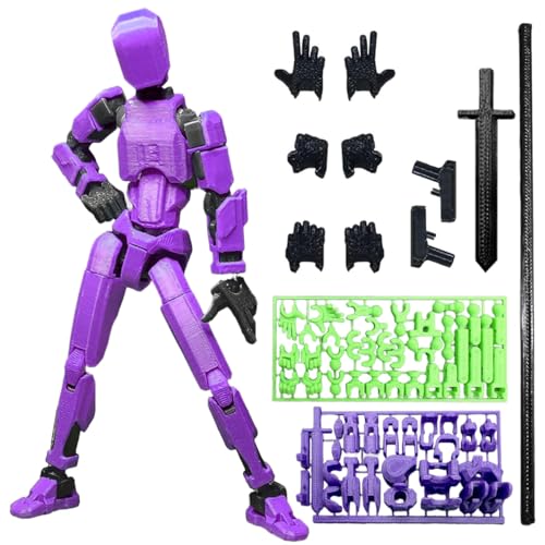 Titan 13 Action Figure, 3D Printed DUMMY 13 Action Figure by Lucky 13 Toys, T13 Action Figures 3D Printed Multi-Jointed Movable Toy, Desktop Decorations for Game Lovers Gifts (Purple, Black frame) von QEOTOH