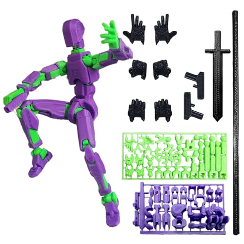 Titan 13 Action Figure, 3D Printed DUMMY 13 Action Figure by Lucky 13 Toys, T13 Action Figures 3D Printed Multi-Jointed Movable Toy, Desktop Decorations for Game Lovers Gifts (Purple, Green frame) von QEOTOH